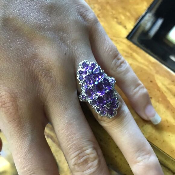 Natural African Amethyst Sterling Silver Ring Size 6 - Picture 2 of 9